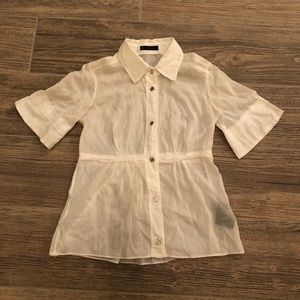 Burberry London White Sheer Blouse